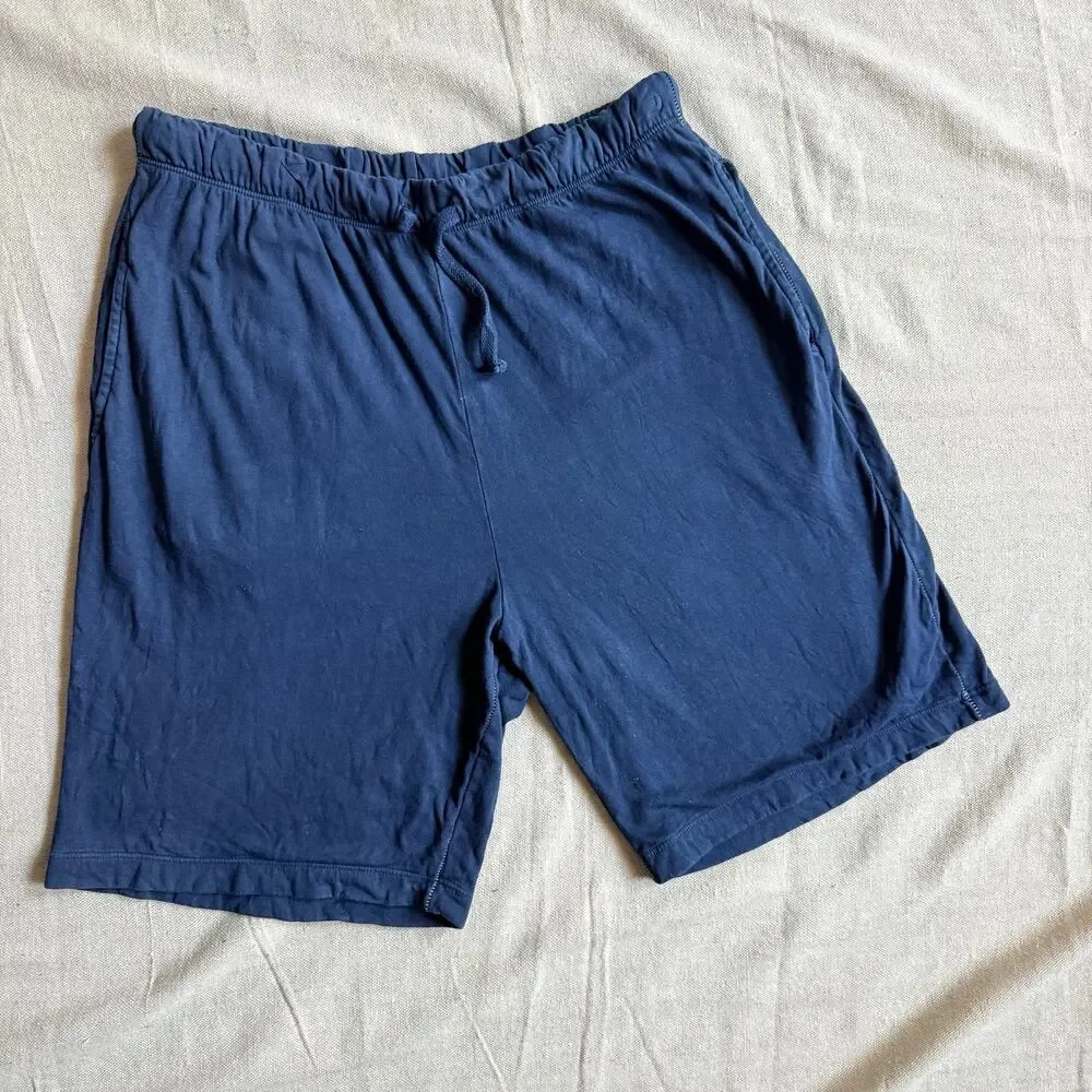 M. Singer Lounge Shorts Men's Large Made in USA Blue Drawstrings Cotton Gymcore